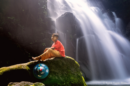 Little Boy and Waterfall