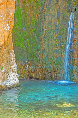 Water spring out of the rock.