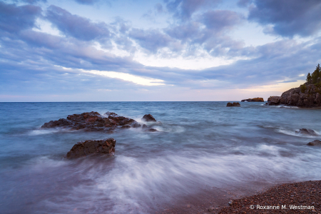 Waves and rocks Black beach Lake Superior