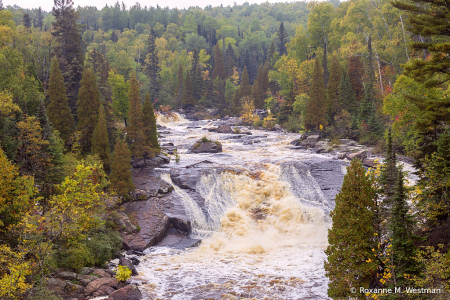 Raging river and waterfall Up North Minnesota