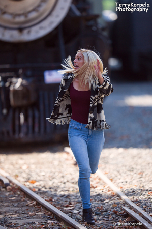 Blonde Running From Train