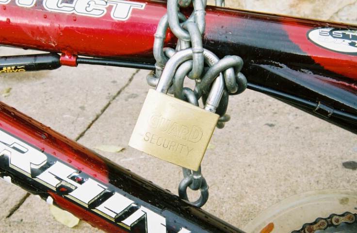 Bicycle, chained - Closeup