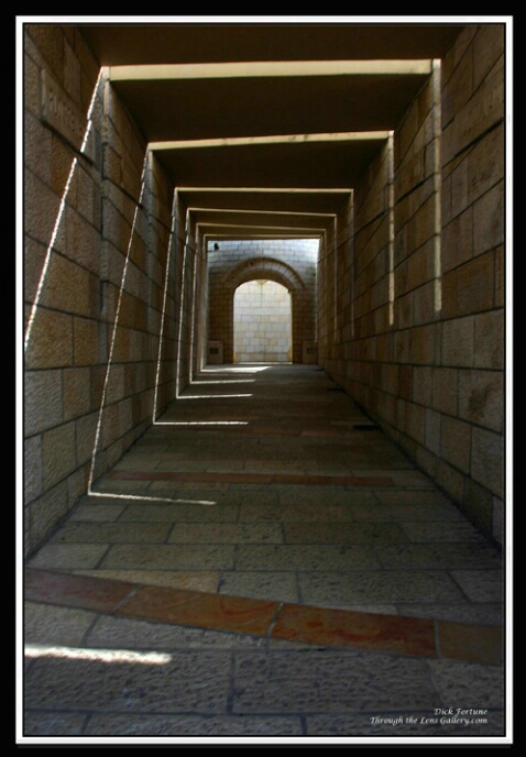 Hallway leading from statue...
