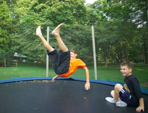 Having fun on the trampoline