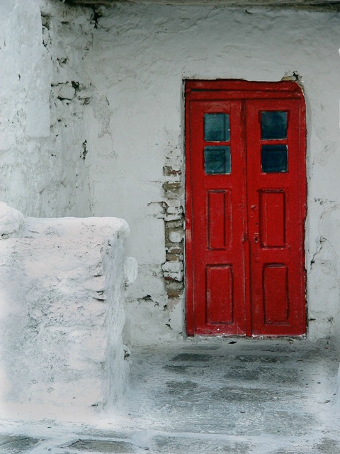 Red Door and White Stone