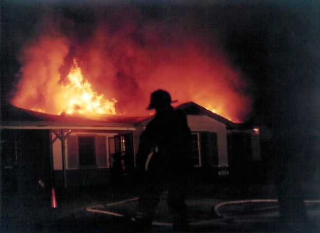 Firefighter at night