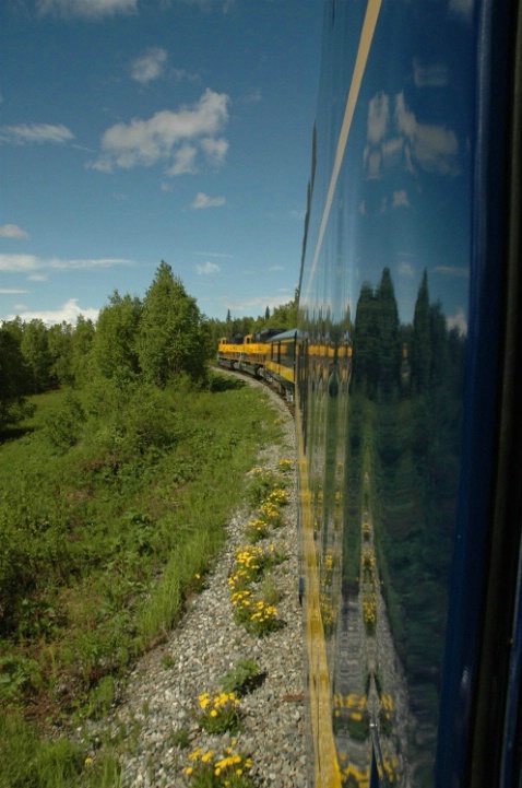 Alaska Train Reflection
