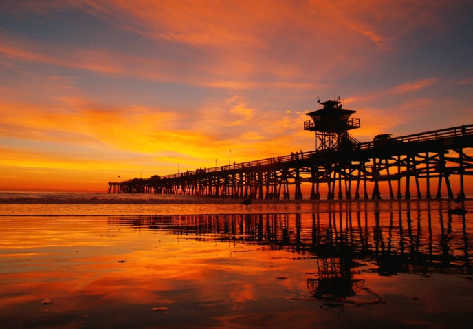 San Clemente Sunset  w/pier reflections