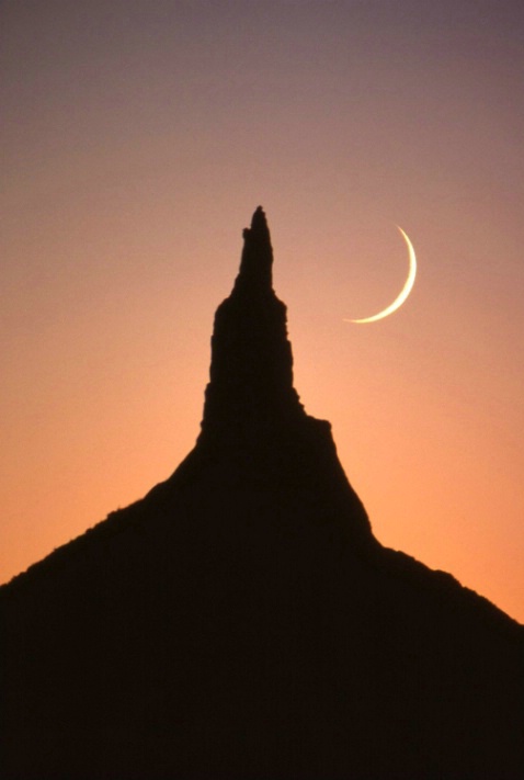Chimney Rock with Crescent Moon - Bayard-Nebraska