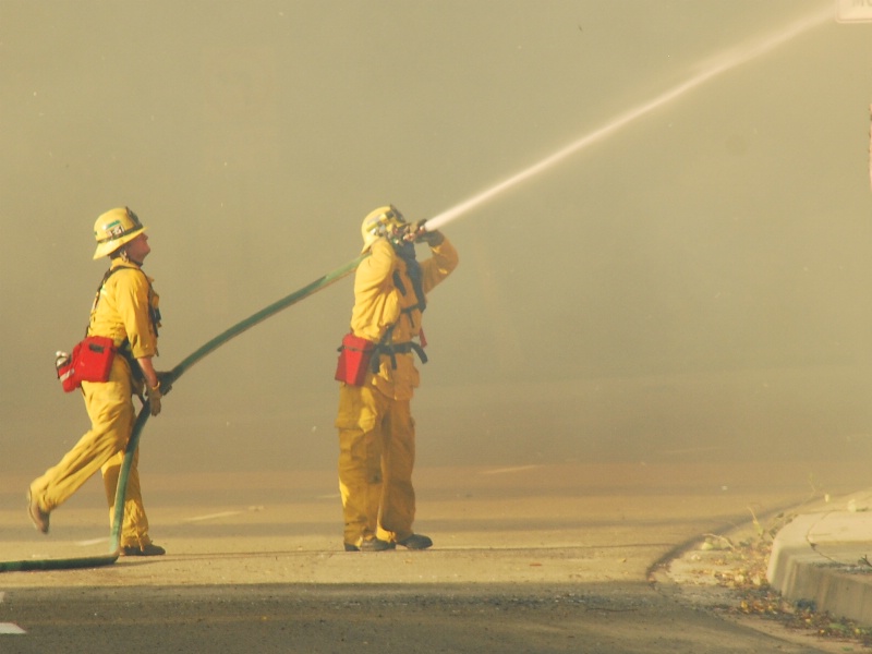 Fighting a wildfire in Brea, CA