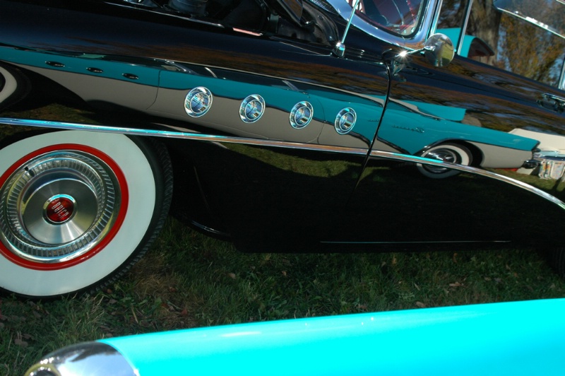 Teal in Black Buick