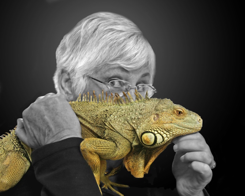 Self-Portrait with Iguana