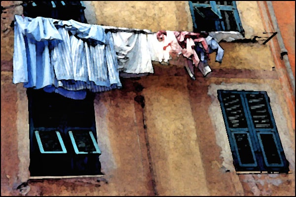 Italy Clothes Line Watercolor  card