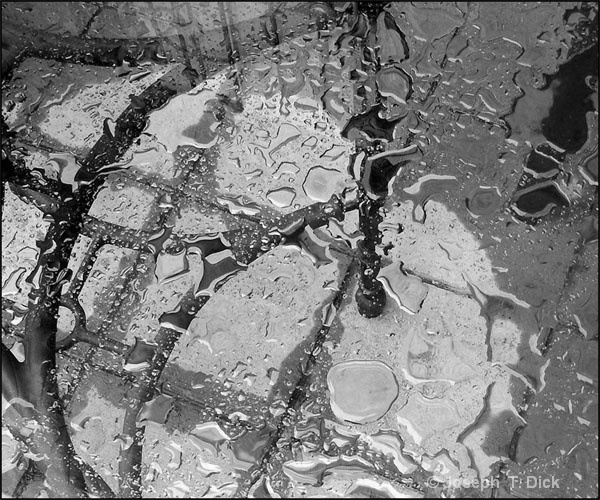 Rain on a Glass Table bw