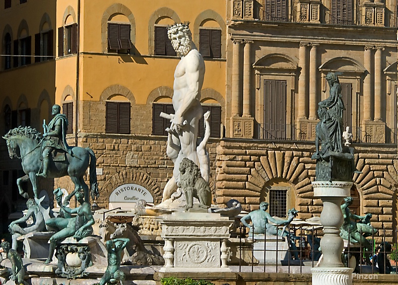 Trio of sculptures in Florence, Italy