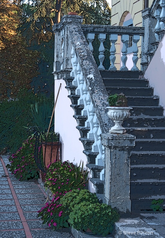 Terrace stairs posterized