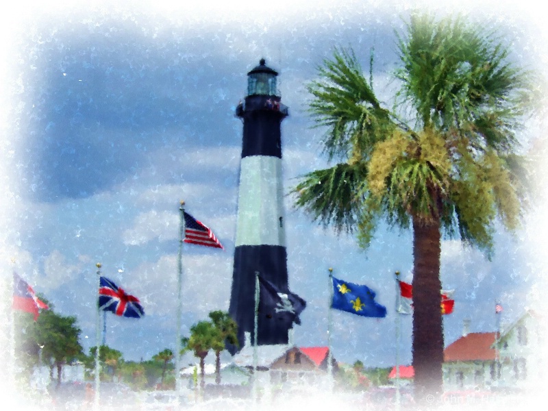 Tybee Island Lighthouse with flags