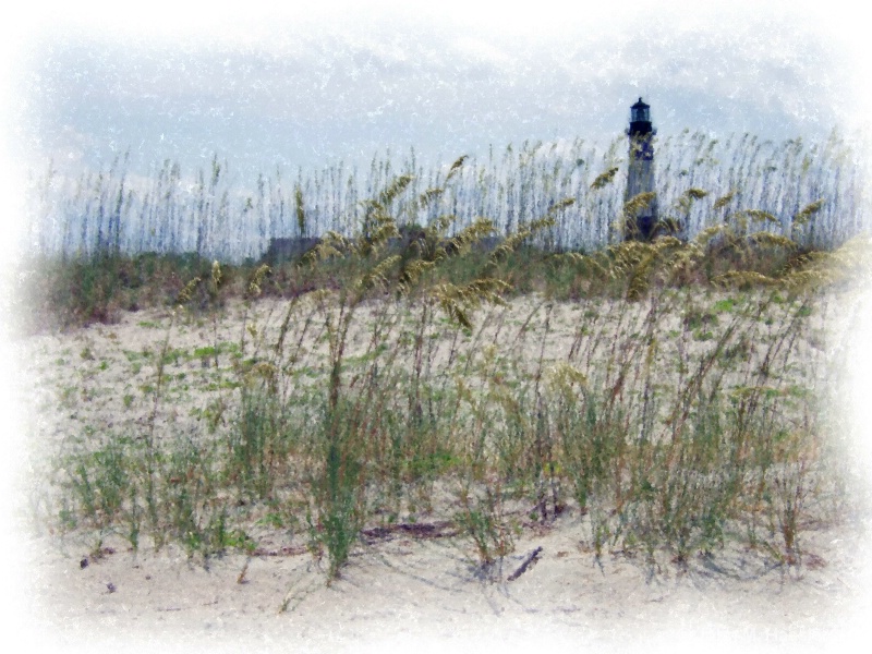 Tybee Island Lighthouse with grass