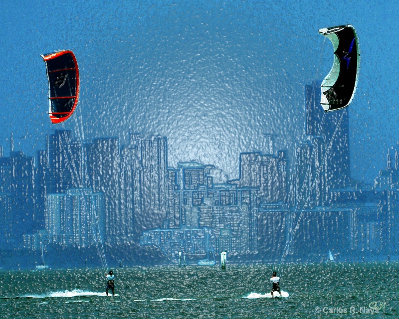 Kite Surfing In Biscayne Bay.