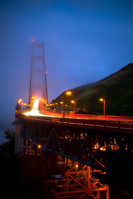 Golden Gate Bridge at Dusk in the Fog ~ Vertical