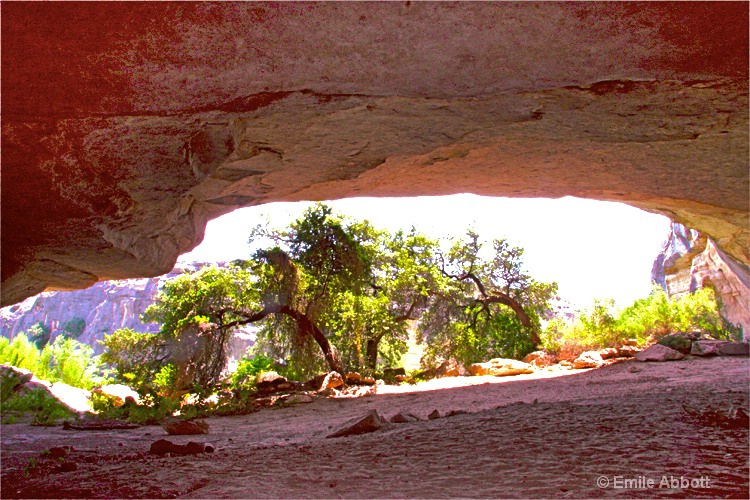 View looking out of Pink Cave