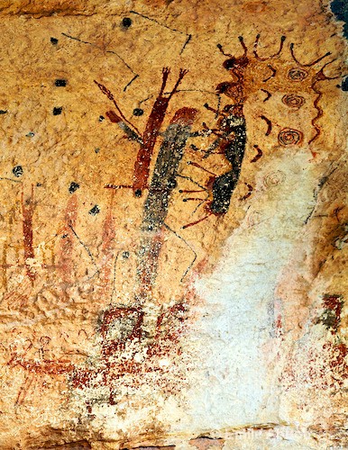 Pictographs at right end of wall "Kawi"