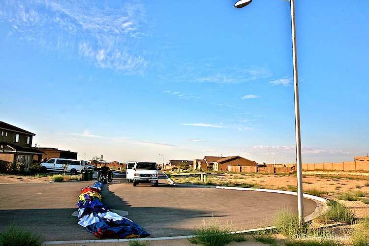 Landing site with balloon deflated