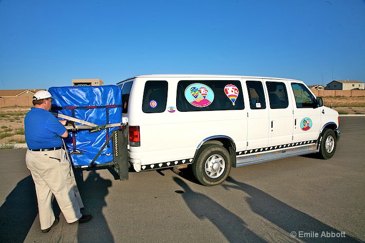 Packing up after the flight