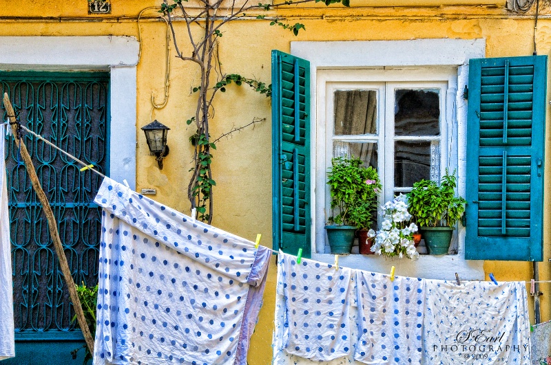 Laundry Day on the Island of Corfu,GREECE