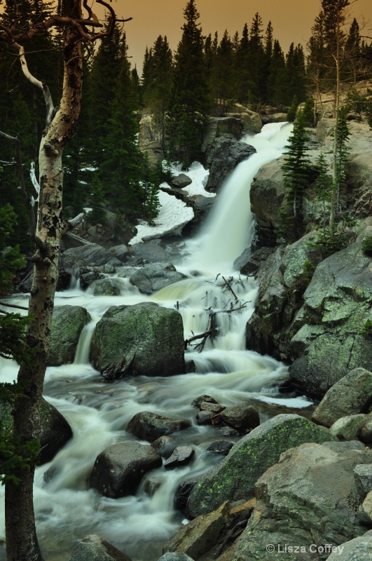 Alberta Falls at sunset