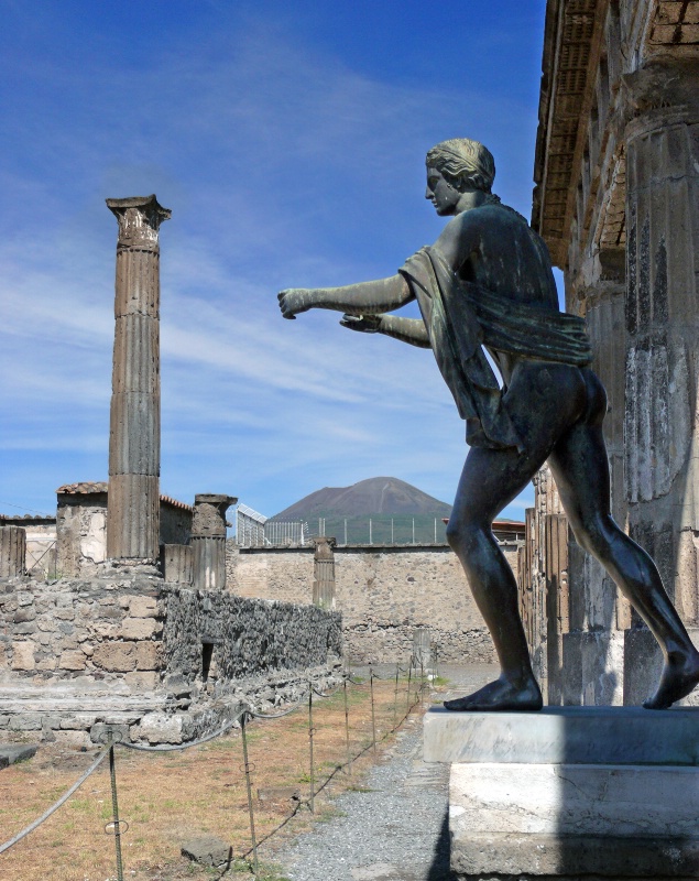 Temple of Apollo ruins with Mt. Vesuvius