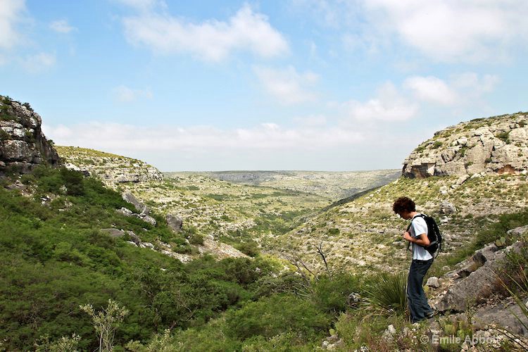 Arron Price looks down the steep canyon