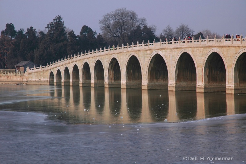 17 arches bridge in cold winte