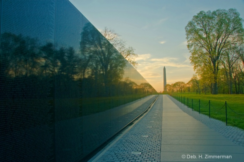 Along the Vietnam Memorial at sunrise
