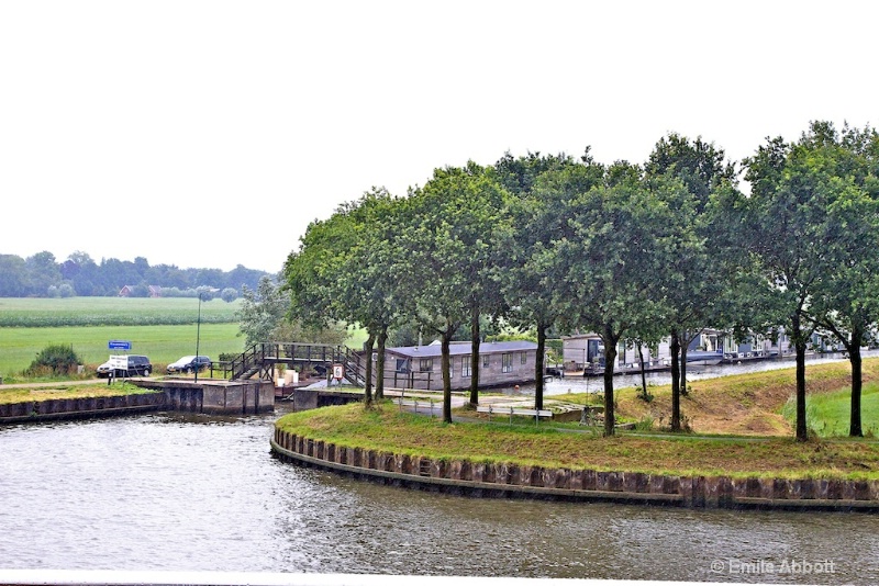 Town behind lock off the Amsterdam Rijnkanaal