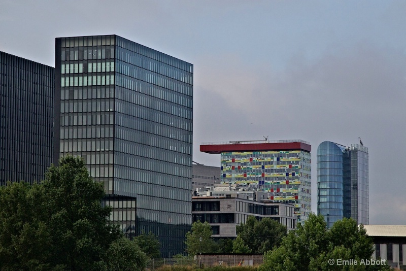 Multi-colored windows and overhang Restaurant