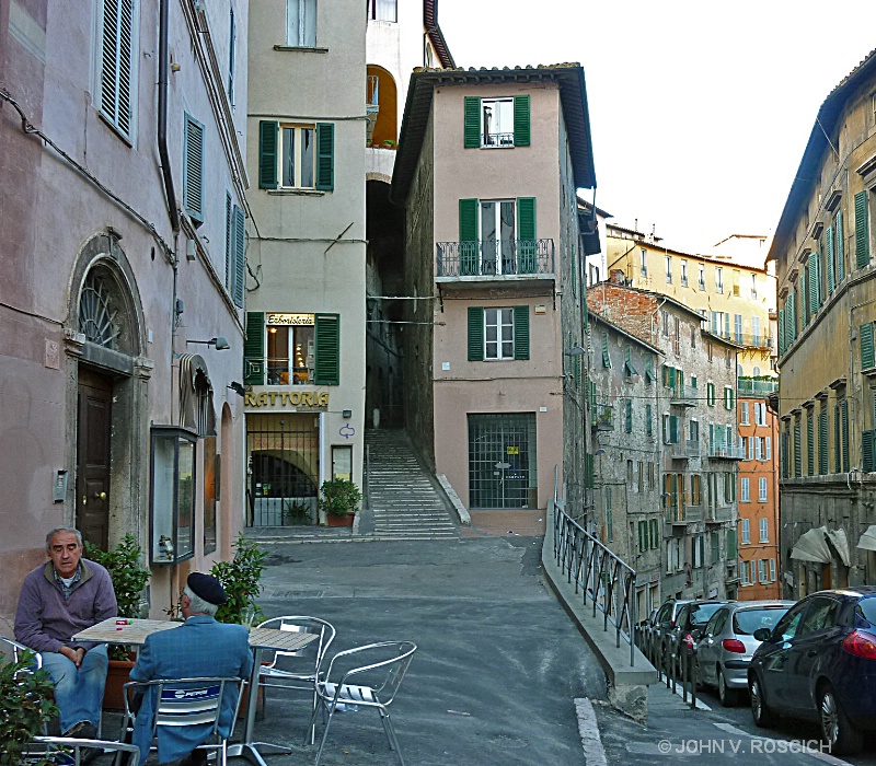 OLD FRIENDS IN PERUGIA, ITALY