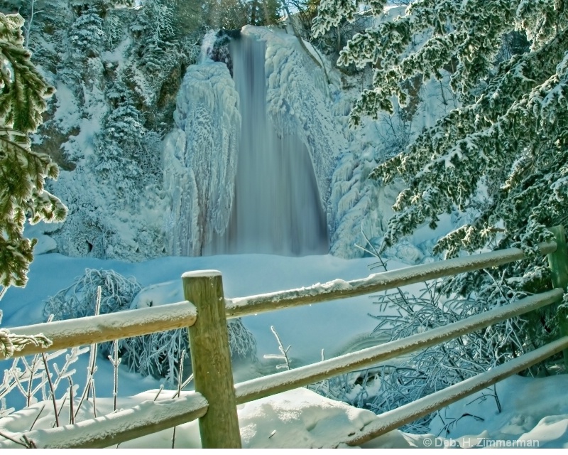 Lil Spearfish Falls with Sunlit Fence