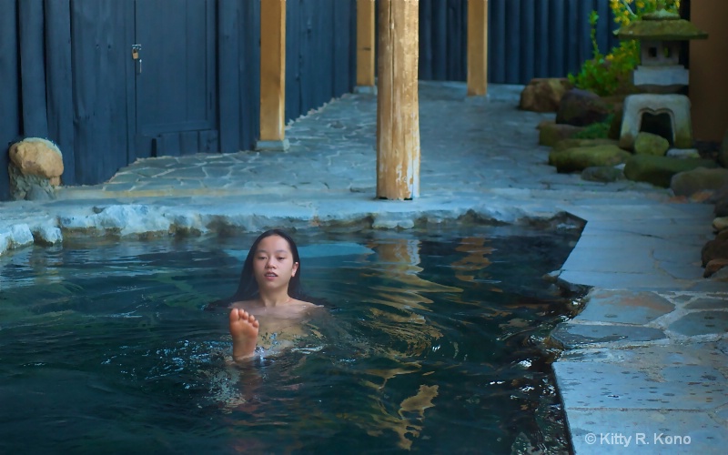 Yumiko in the Hot Spring in Yudanaka, Japan