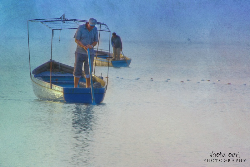 Watercolor Technique-Fisherman@@Struga, Macedonia