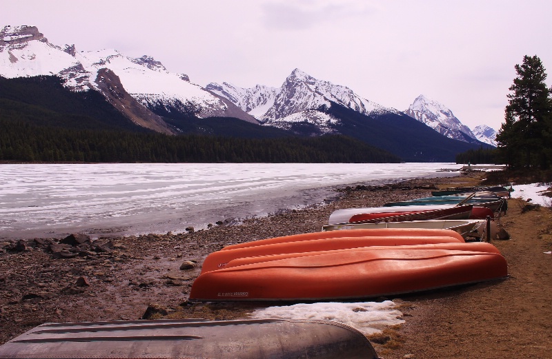 Frozen Lake Meligne Jasper, Alberta