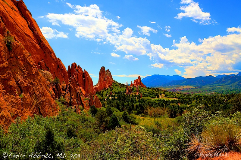 Garden of the Gods and Rockies in HDR