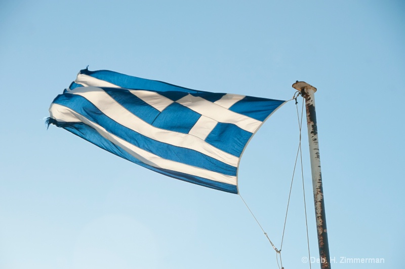 Greek Banner Blowing in the Breeze