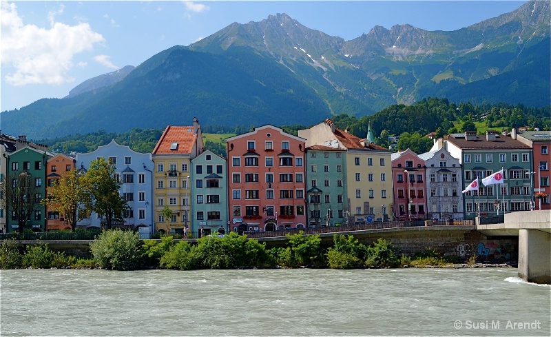 Colorful Houses along the River Inn