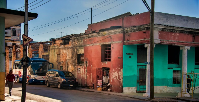 Neighborhood scene in Old Havana, Cuba
