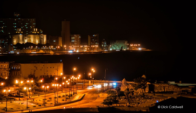Morro Castle at night Havana in the background