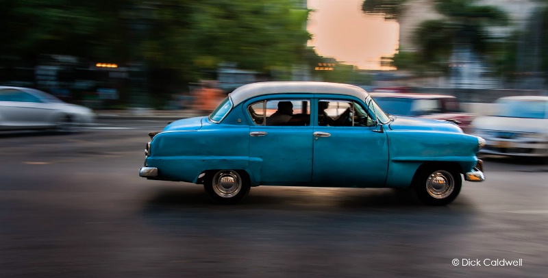 Moving cars in downtown Havana, Cuba