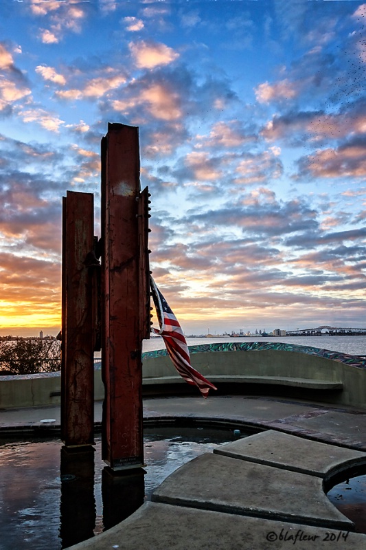 9-11 Memorial at Sunset