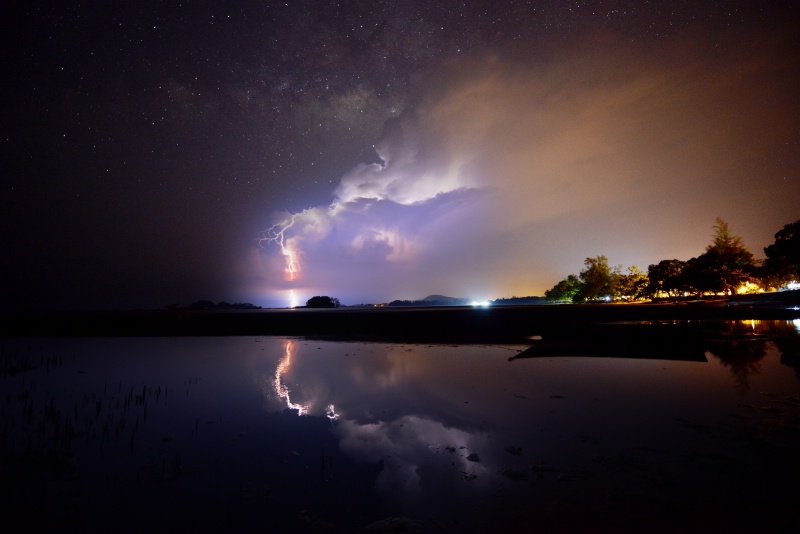 Milky Way with Lightning