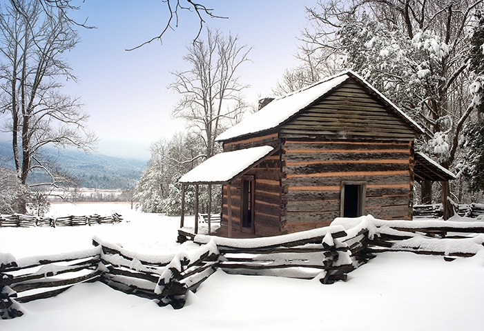 John Oliver Cabin Snow 3, Cades Cove GSMNP